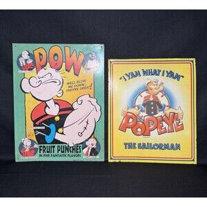 Popeye Vintage 90s Metal Signs Retro Sailor Bar Wall Decor Syndicate